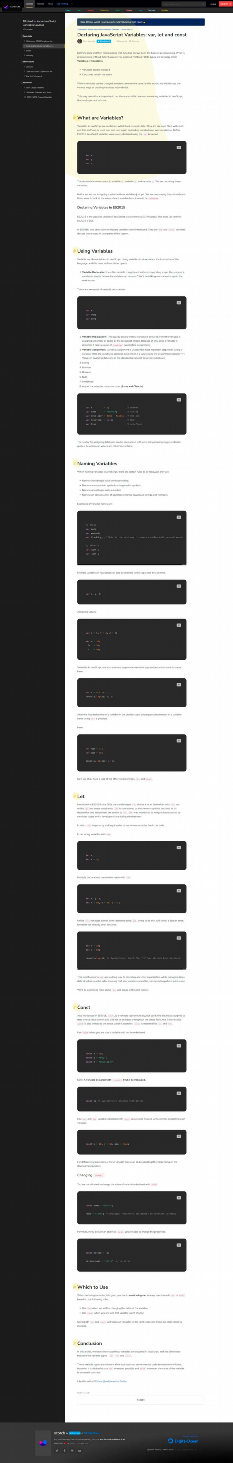Какие ключевые слова используются для объявления переменных в javascript